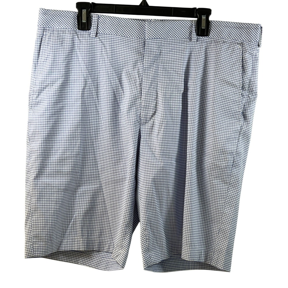 Walter Hagen Mens Blue White Gingham Preppy Athletic Golf Shorts Vacation 38